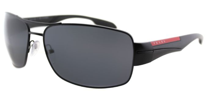 Prada Linea Rossa PS 53NS 1BO5Z1 Rectangle Metal Black Sunglasses with Grey Polarized Lens sold by Gaffos