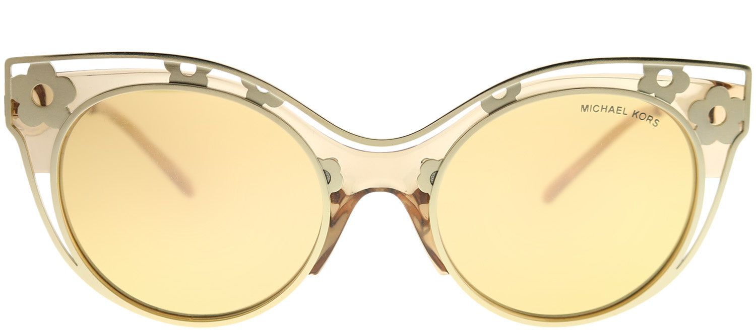 Michael Kors MK 1038 33557J Cat-Eye Metal Brown Sunglasses with Yellow Gold Mirror Lens sold by Gaffos