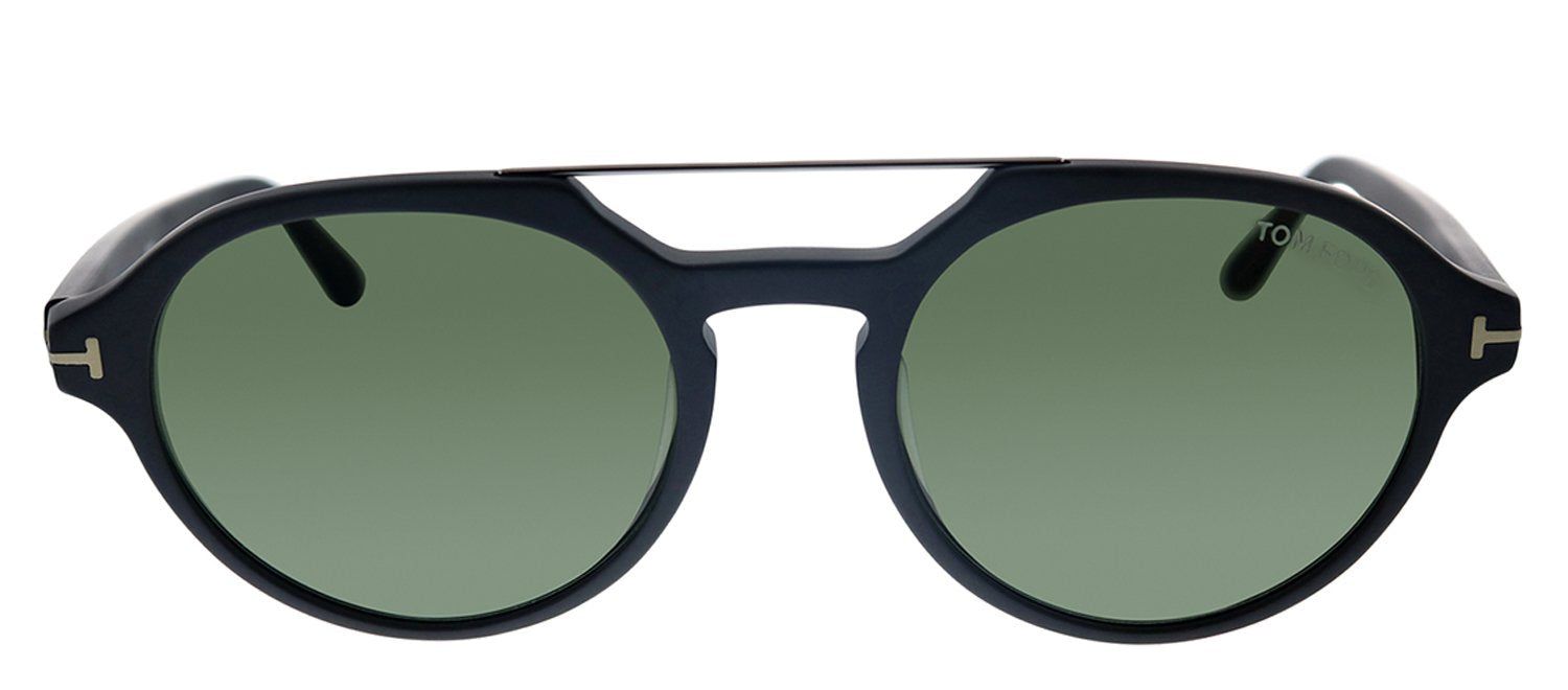 Tom Ford TF 696-F 02N Round Plastic Black Sunglasses with Green Lens sold by Gaffos