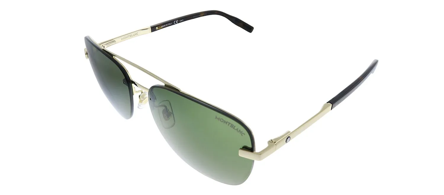Montblanc MB 0056S 002 Aviator Metal Gold Sunglasses with Green Lens sold by Gaffos product image thumbnail 2