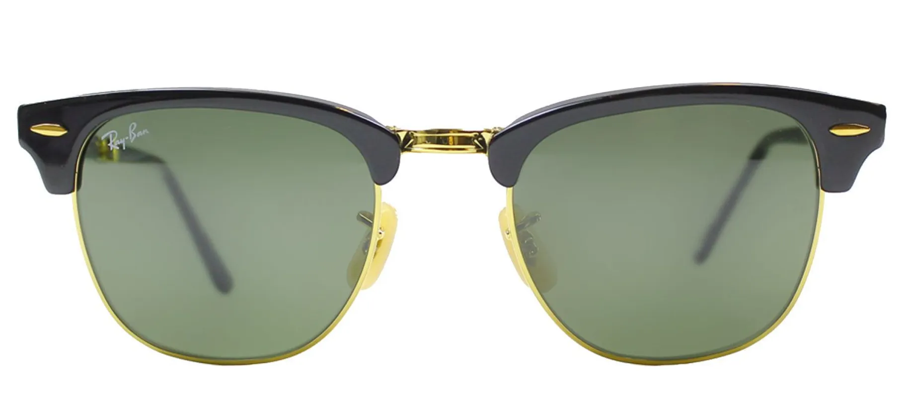 Ray-Ban RB 2176 901 Clubmaster Plastic Black Sunglasses with Green Lens made by Ray-Ban