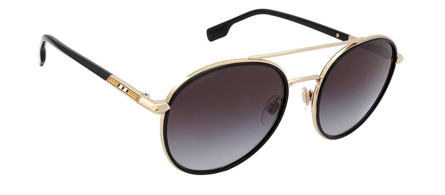 Burberry BE 3131 11098G Round Metal Light Gold Sunglasses with Grey Gradient Lens sold by Gaffos