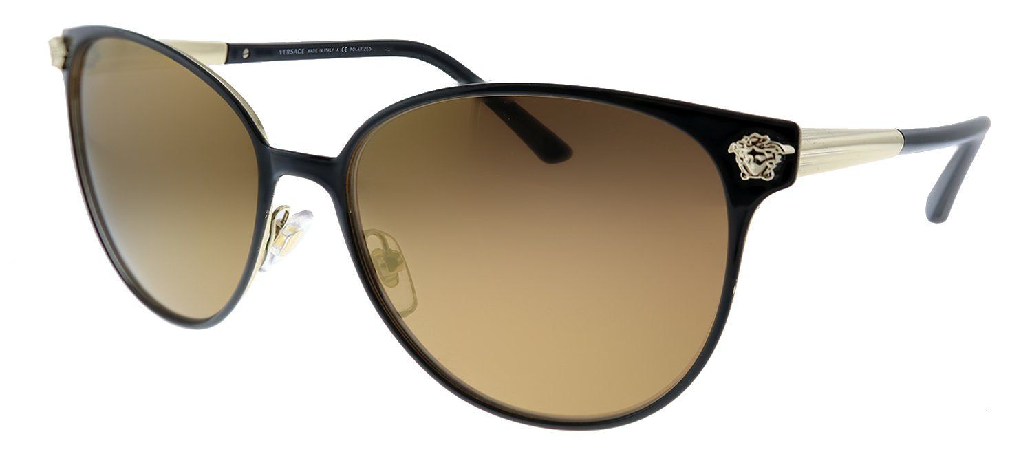 Versace VE 2168 13772T Round Metal Black Sunglasses with Brown Polarized Lens sold by Gaffos product image thumbnail 2