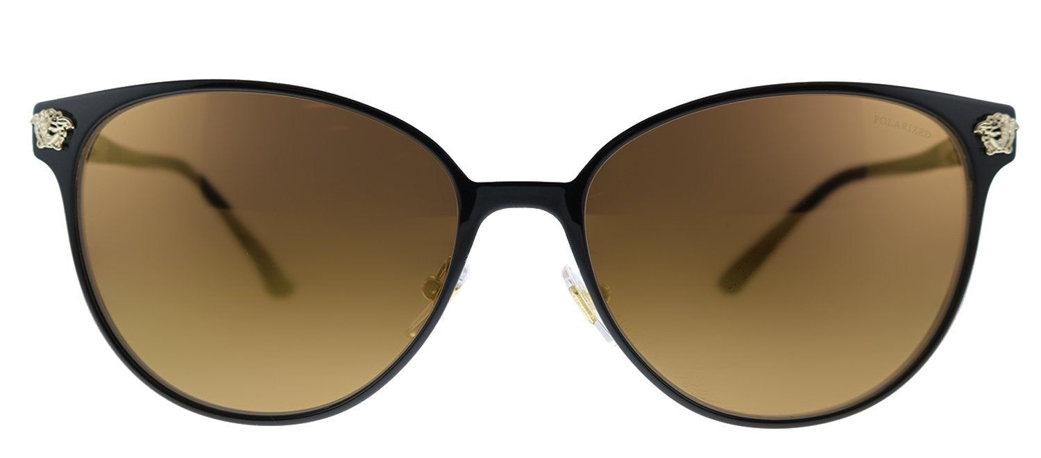 Versace VE 2168 13772T Round Metal Black Sunglasses with Brown Polarized Lens sold by Gaffos