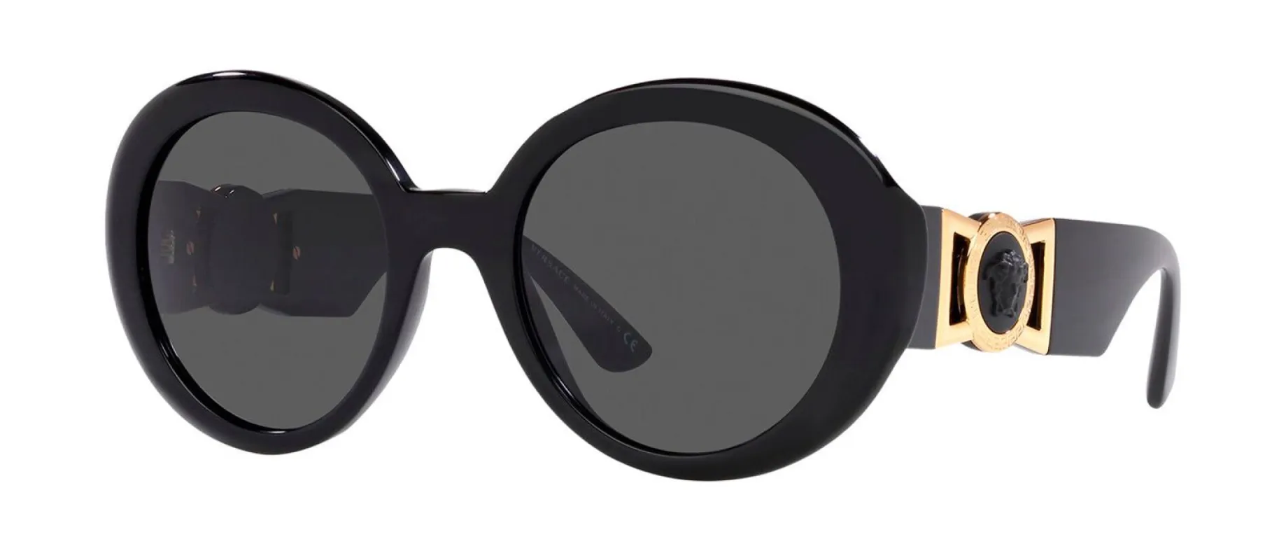 Versace VE 4414F GB1/87 Round Plastic Black Sunglasses with Dark Grey Lens sold by Gaffos