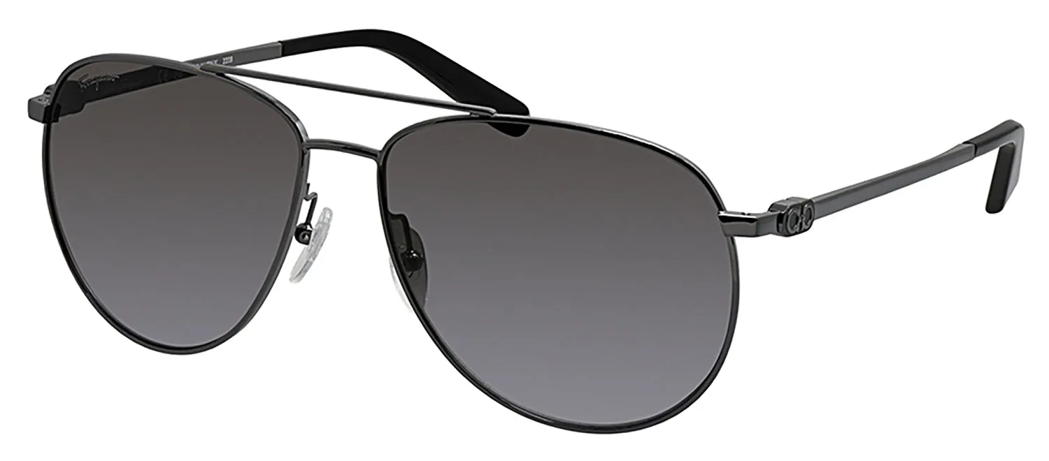 Salvatore Ferragamo SF 157S 069 Aviator Plastic Shiny Ruthenium Sunglasses with Dark Grey Gradient Lens sold by Gaffos product image thumbnail 2