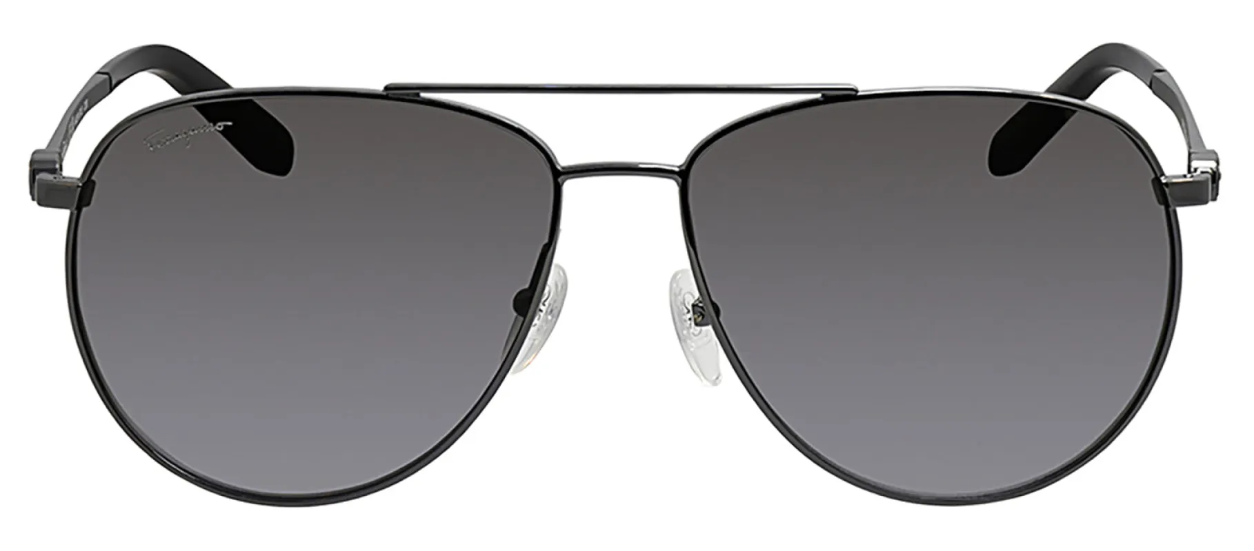 Salvatore Ferragamo SF 157S 069 Aviator Plastic Shiny Ruthenium Sunglasses with Dark Grey Gradient Lens sold by Gaffos