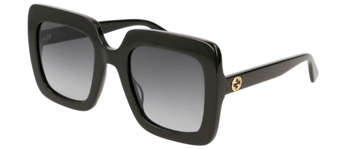 Gucci GG 0328S 001 Square Acetate Black Sunglasses with Grey Gradient Lens sold by Gaffos