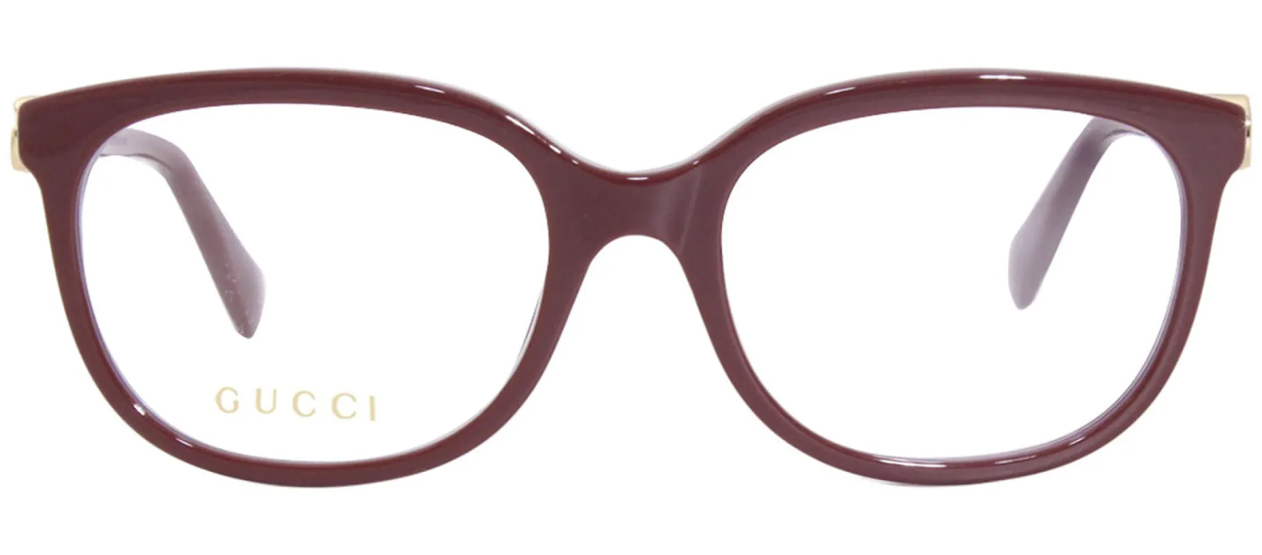 Gucci GG 1075O 006 Rectangle Plastic Burgundy Eyeglasses with Logo Stamped Demo Lenses sold by Gaffos