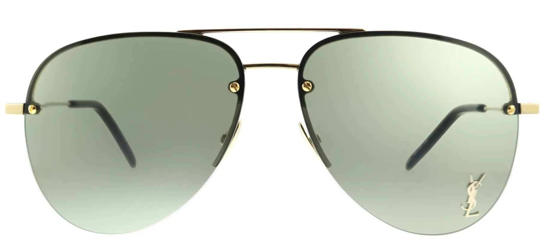 Saint Laurent Classic SL 11 M 003 Aviator Metal Gold Sunglasses with Green Lens sold by Gaffos
