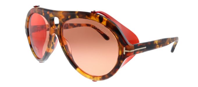 Tom Ford Neughman TF 882 54S Aviator Plastic Havana Sunglasses with Orange Lens sold by Gaffos