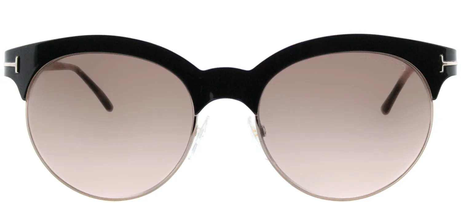 Tom Ford Angela TF 438 01F Round Metal Black Sunglasses with Brown Graident Lens sold by Gaffos