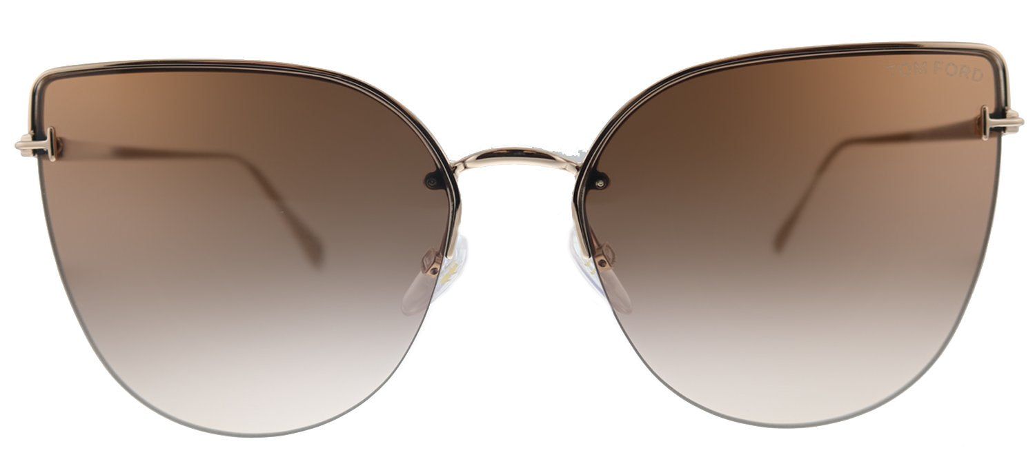 Tom Ford Ingrid-02 TF 652 28F Cat-Eye Metal Shiny Rose Gold Sunglasses with Brown Gradient Lens sold by Gaffos