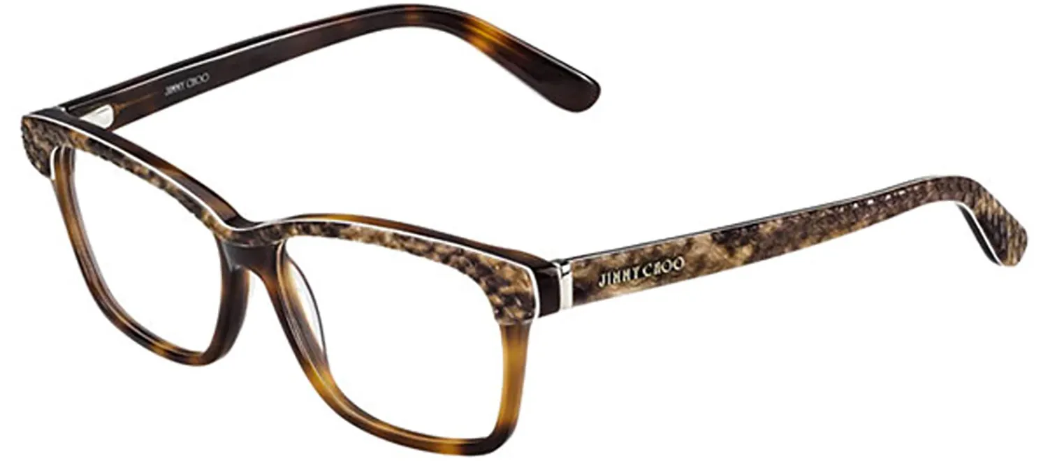 Jimmy Choo JC 98 6UK Square Plastic Brown Eyeglasses with Logo Stamped Demo Lenses sold by Gaffos
