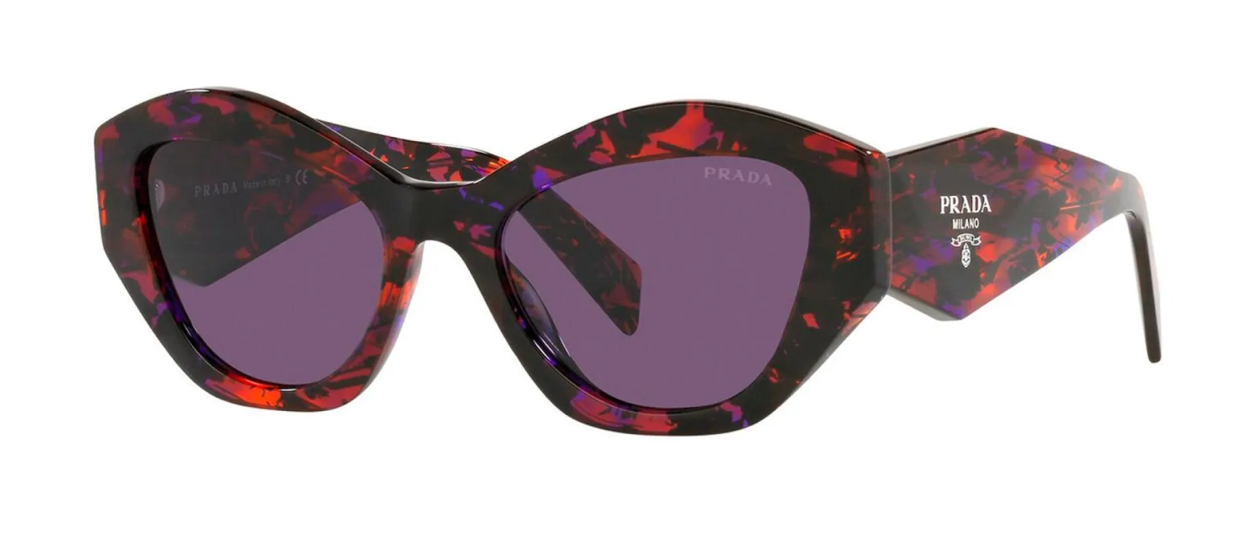 Prada PR 07YSF 06V6O2 Cat-Eye Plastic Abstract Orange Sunglasses with Violet lens made by Gaffos