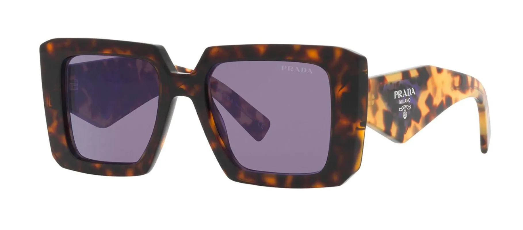 Prada PR 23YSF 2AU05Q Square Plastic Tortoise Sunglasses with Violet Mirror Lens sold by Gaffos