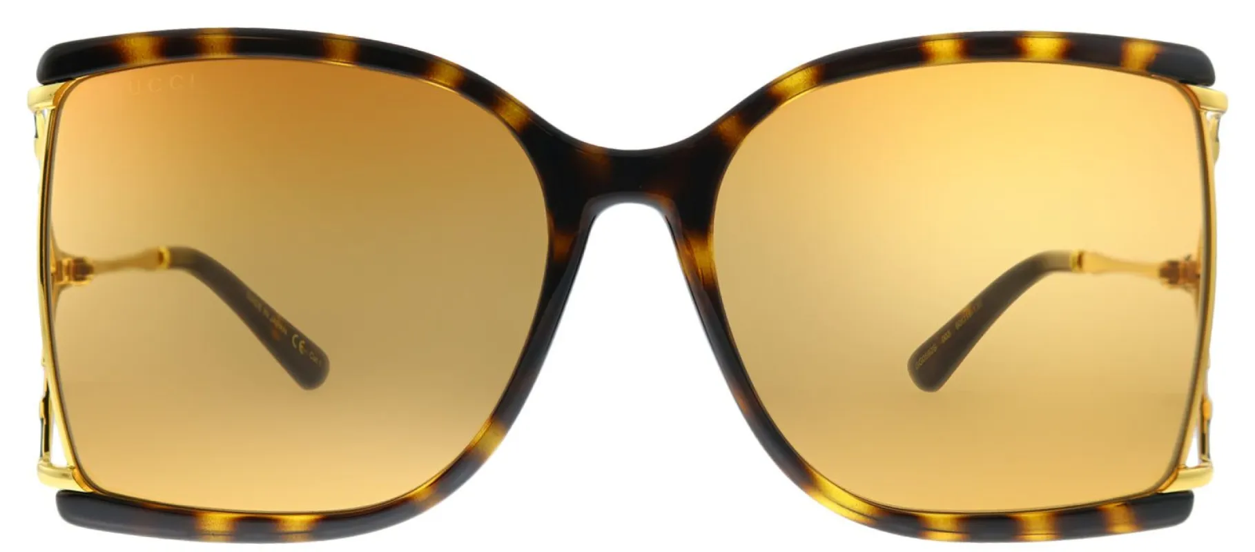 Gucci GG 0592S 003 Butterfly Acetate Tortoise/ Havana Sunglasses with Orange Gradient Lens sold by Gaffos