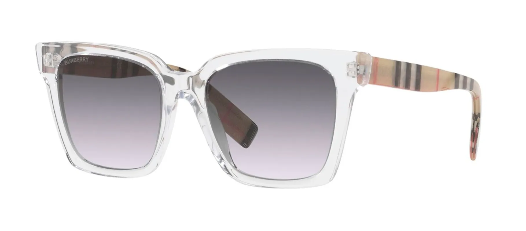 Burberry BE 4335 39348G Square Plastic Transparent Sunglasses with Grey Gradient Lens sold by Gaffos