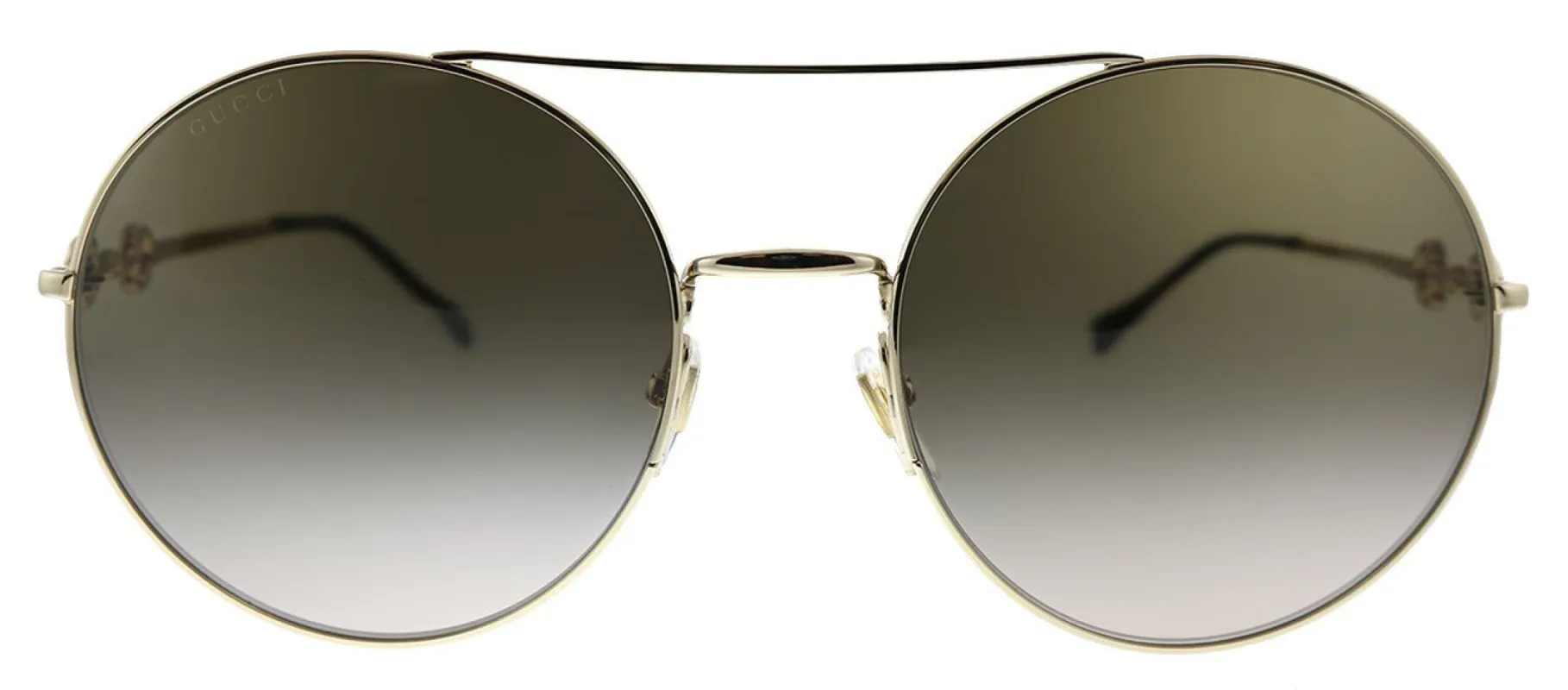 Gucci GG 0878S 002 Round Metal Gold Sunglasses with Brown Gradient Lens sold by Gaffos