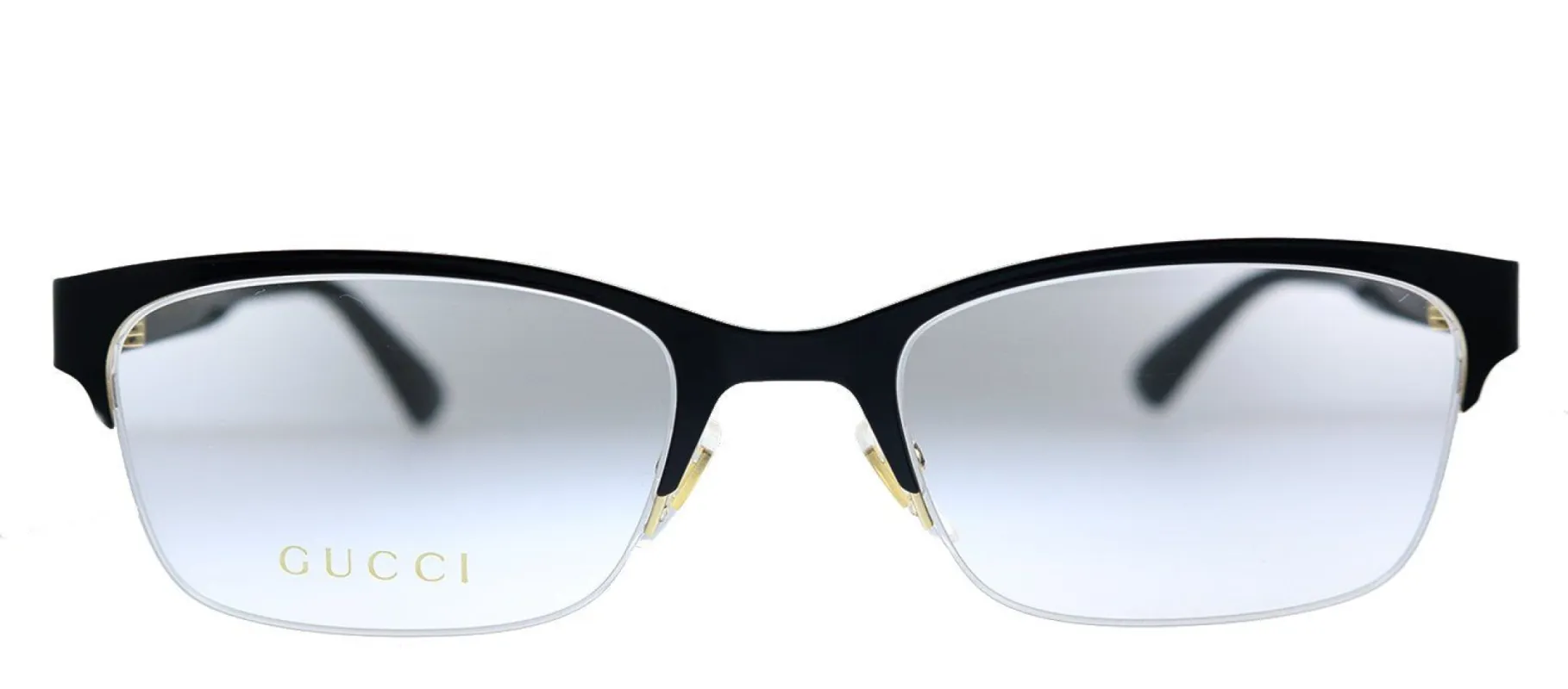 Gucci GG 0828O 001  Semi-Rimless Metal Black Eyeglasses with Demo Lens sold by Gaffos