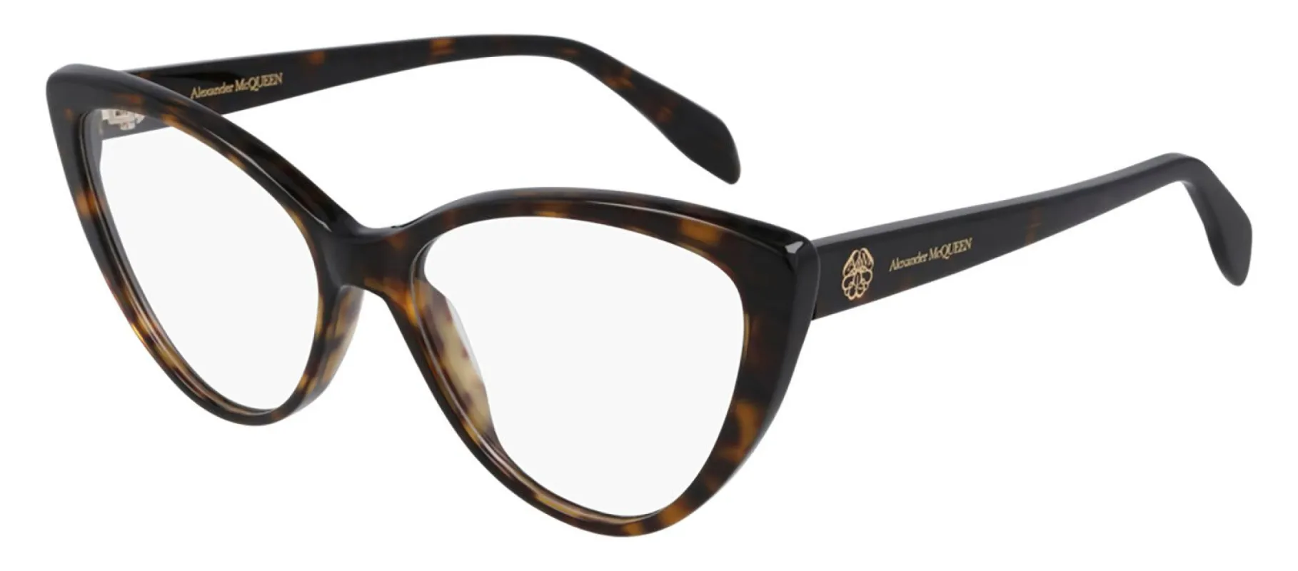 Alexander McQueen AM 0287O 002 Cat-Eye Acetate Havana Eyeglasses with Demo Lens made by Alexander McQueen