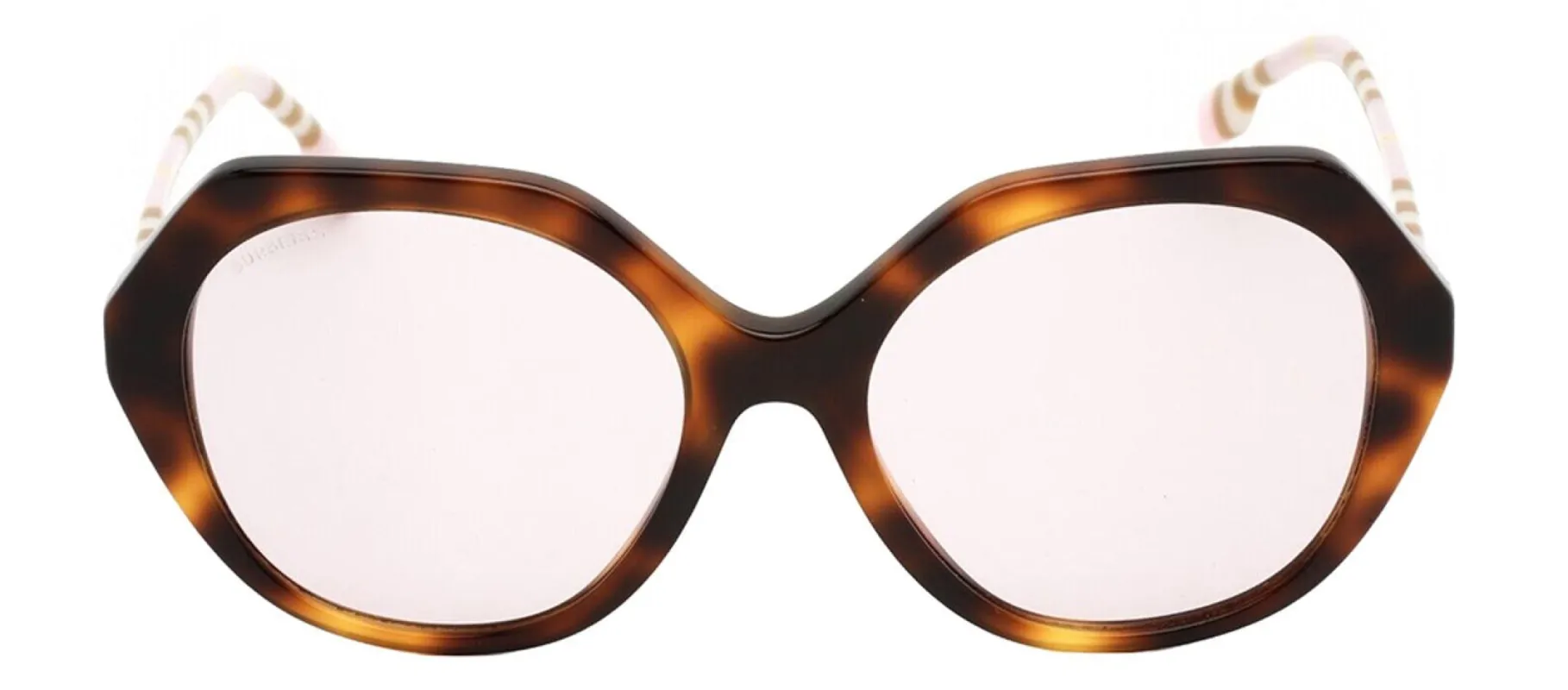 Burberry BE 4375 4019/5 Geometric Plastic Light Havana Sunglasses with Pink Lens sold by Gaffos