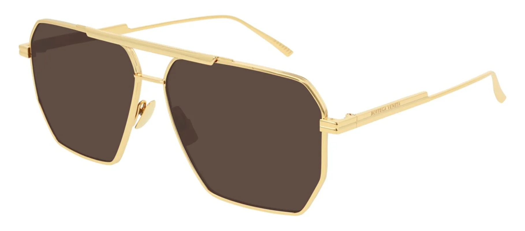 Bottega Veneta BV 1012S 003 Geometric Metal Gold Sunglasses with Brown Lens sold by Gaffos