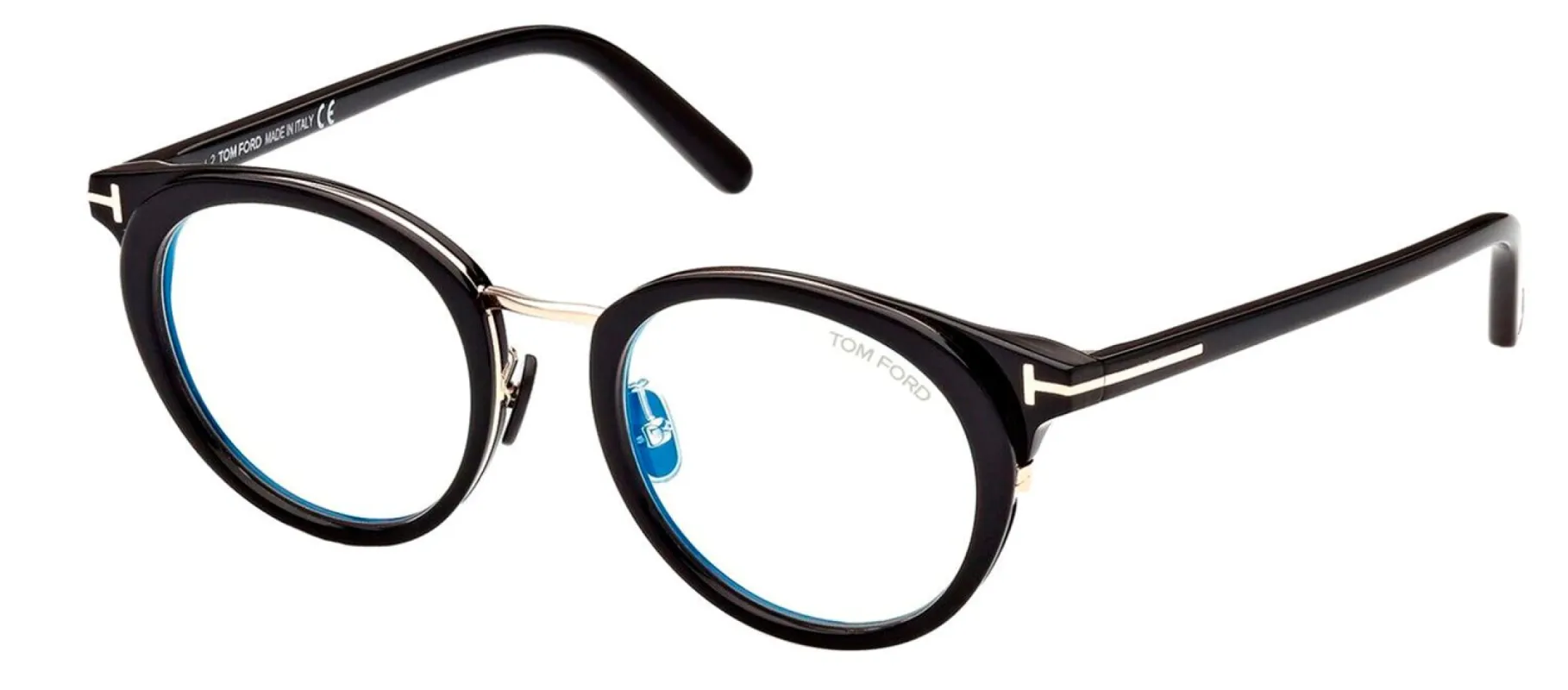 Tom Ford FT 5784-D-B 001 Round Plastic Black Eyeglasses with Clear Lens sold by Gaffos