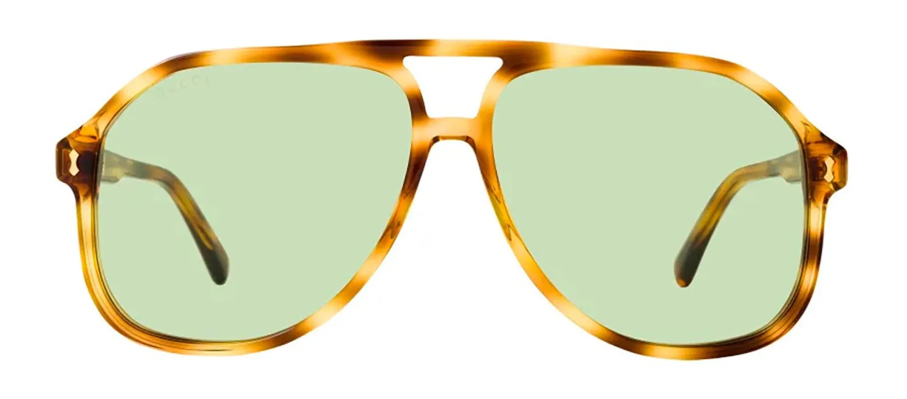 Gucci GG 1042S Pilot Acetate Havana Sunglasses with Green Lens sold by Gaffos