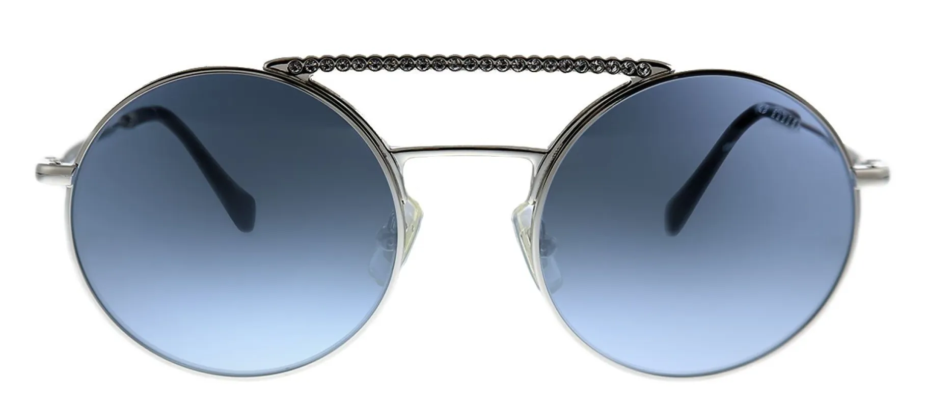 Miu Miu CORE COLLECTION MU 52VS 1BC169 Round Metal Silver Sunglasses with Blue Gradient Lens sold by Gaffos