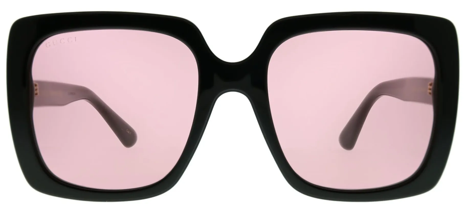 Gucci GG 0418S 002 Square Acetate Black Sunglasses with Pink Lens sold by Gaffos