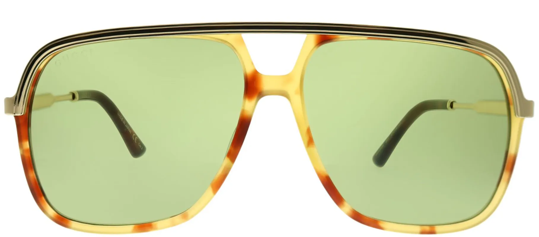 Gucci GG 0200S 003 Fashion Metal Tortoise/ Havana Sunglasses with Green Lens sold by Gaffos