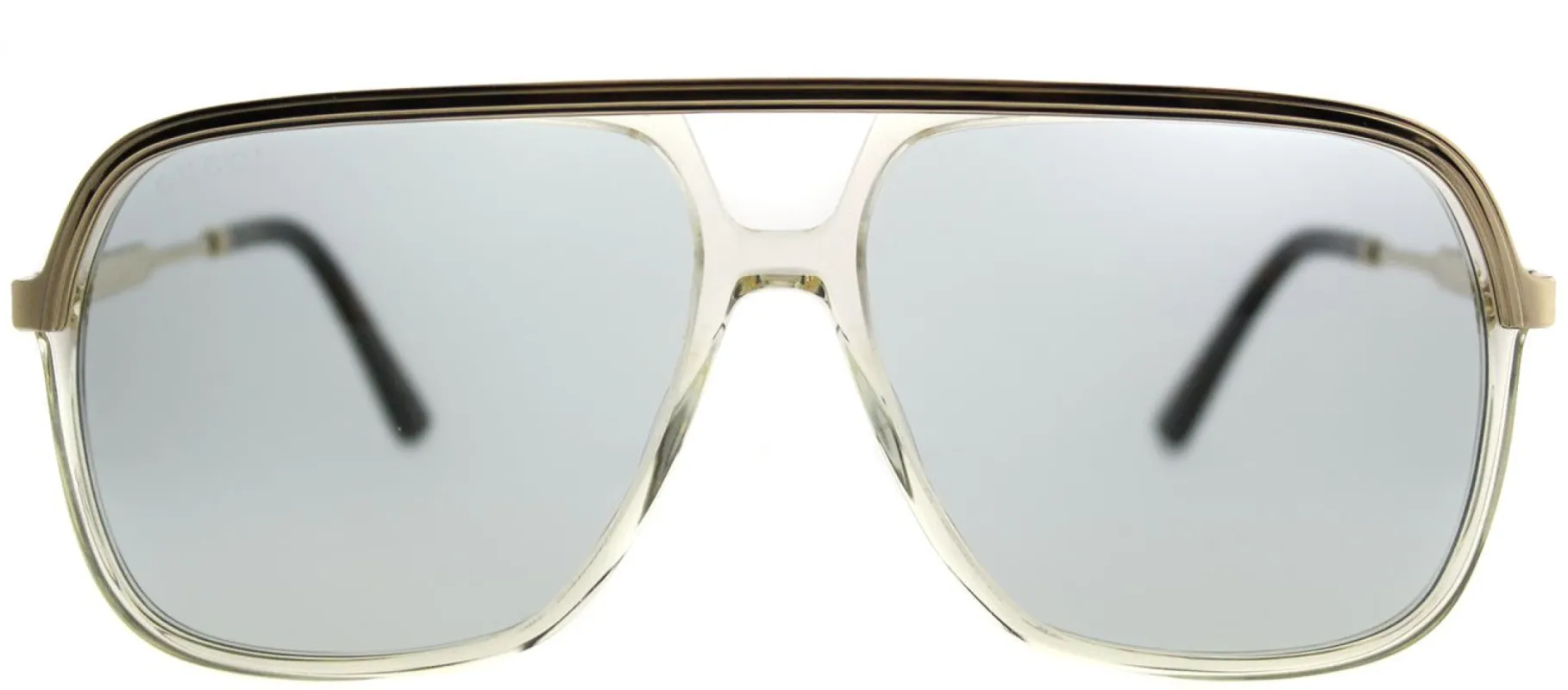 Gucci GG 0200S 005 Fashion Metal Clear Sunglasses with Light Blue Lens sold by Gaffos