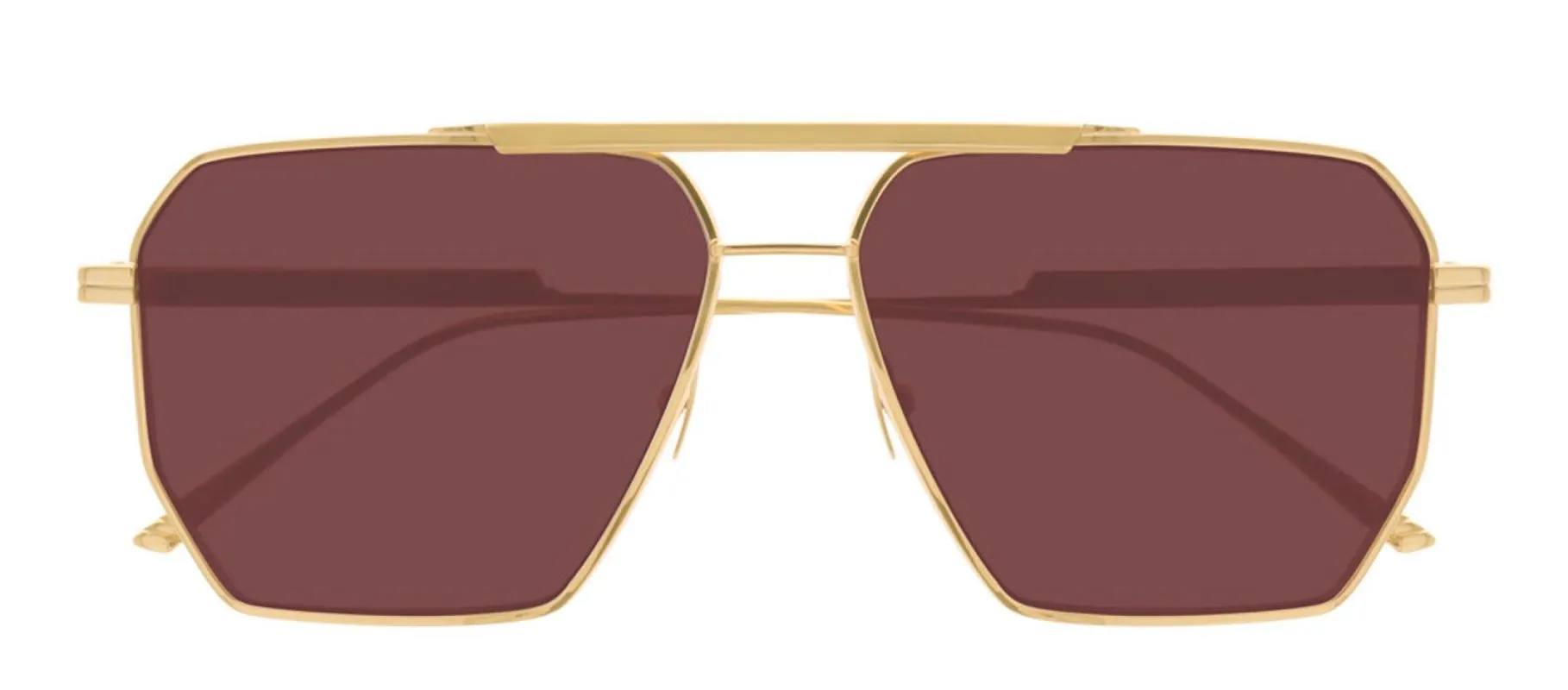 Bottega Veneta BV 1012S 005 Geometric Metal Gold Sunglasses with Red Lens sold by Gaffos