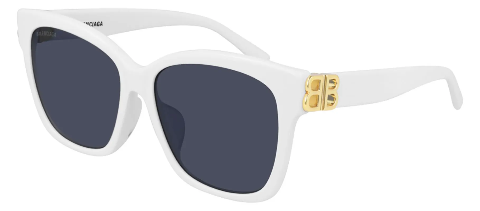 Balenciaga BB 0102SA 004 Square Acetate White Sunglasses with Blue Lens sold by Gaffos
