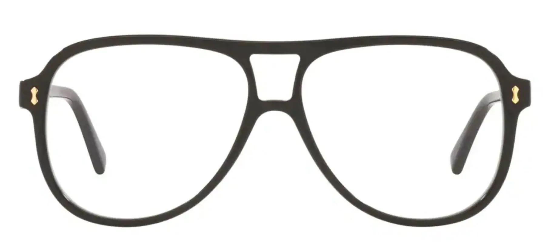 Gucci GG 1044O 001 Aviator Plastic Black Eyeglasses with Logo Stamped Demo Lenses sold by Gaffos