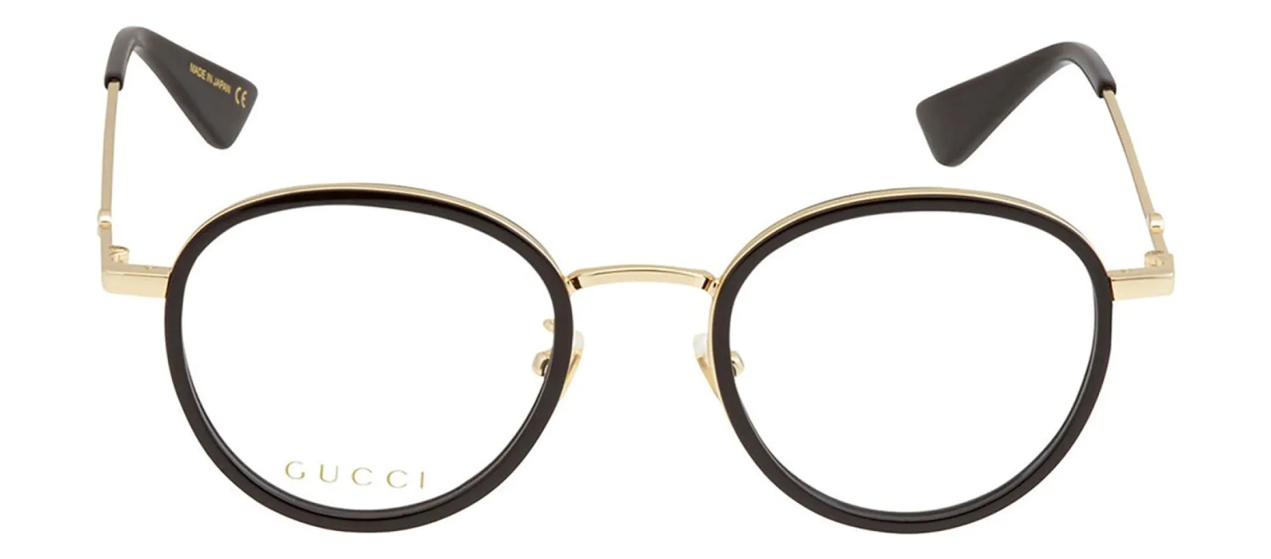 Gucci GG 0608OK 001 Round Metal Black Eyeglasses with Logo Stamped Demo Lenses sold by Gaffos