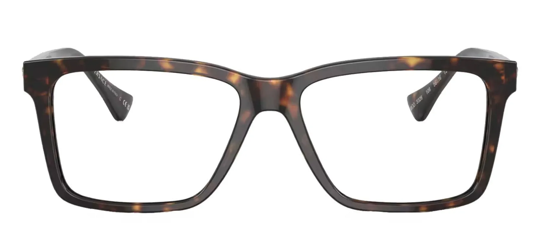 Versace VE 3328 108 Rectangle Plastic Havana Eyeglasses with Logo Stamped Demo Lenses sold by Gaffos