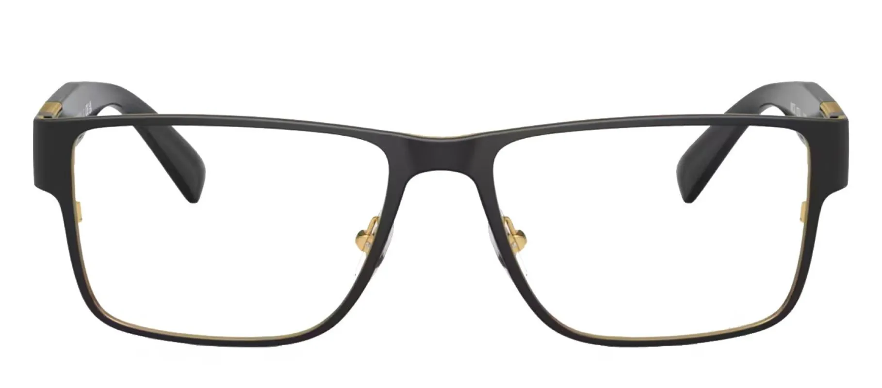 Versace VE 1274 1436 Rectangle Metal Black Eyeglasses with Logo Stamped Demo Lenses sold by Gaffos