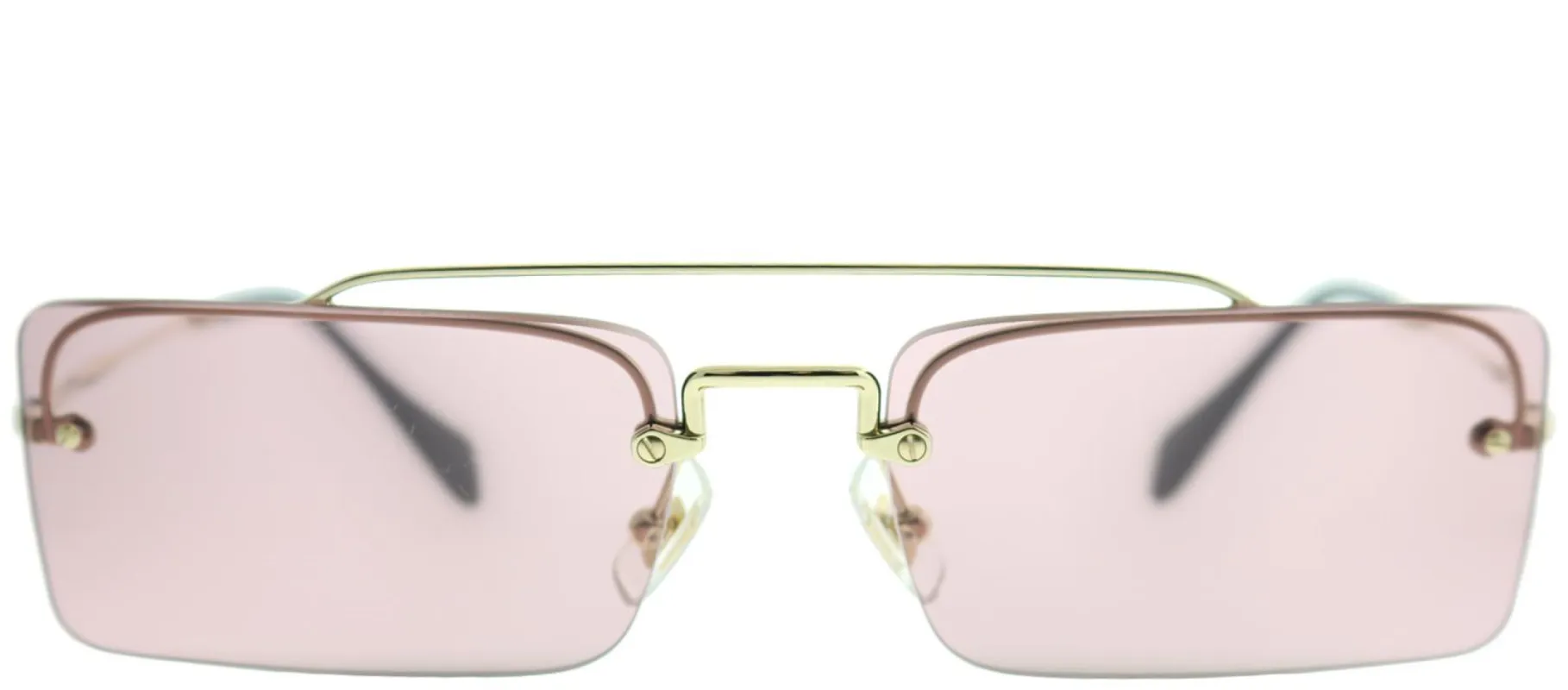 Miu Miu MU 59TS ZVN9G1 Rectangle Metal Gold Sunglasses with Light Pink Lens sold by Gaffos
