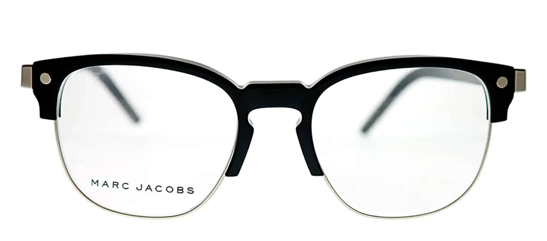 Marc Jacobs Marc 23 807 Square Plastic Black Eyeglasses with Logo Stamped Demo Lenses made by Marc Jacobs