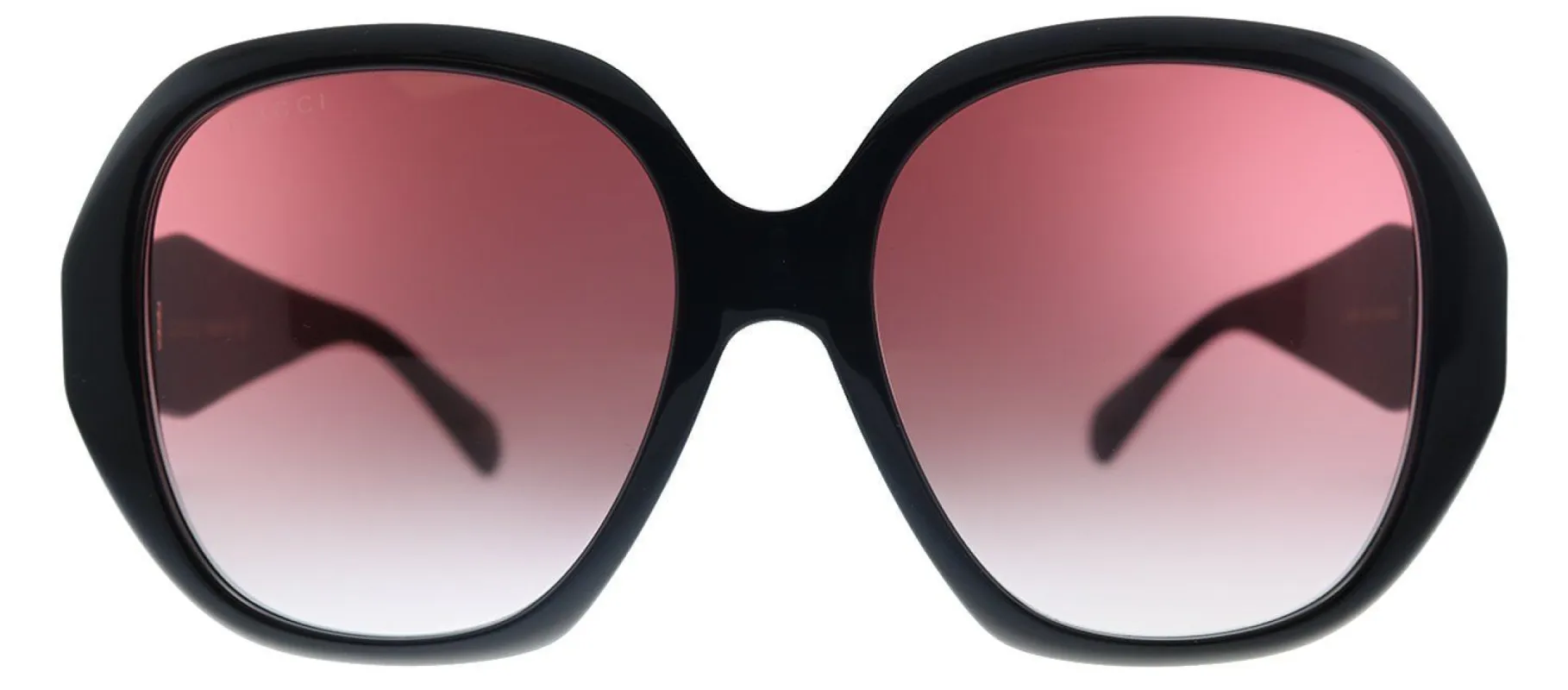 Gucci GG 0796S 002 Oversized Acetate Black Sunglasses with Red Gradient Lens sold by Gaffos