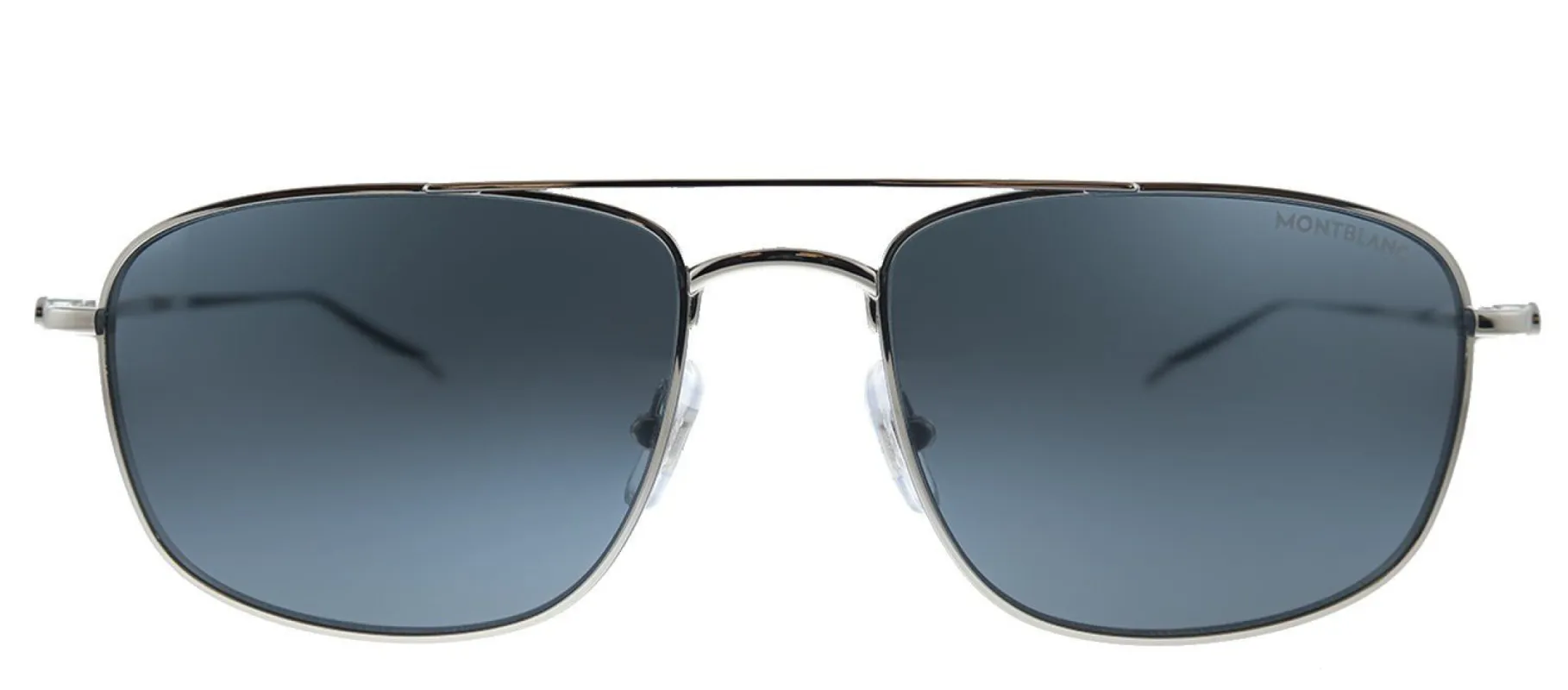 MontBlanc MB 0127S 001 Square Metal Silver Sunglasses with Grey Lens made by Gaffos