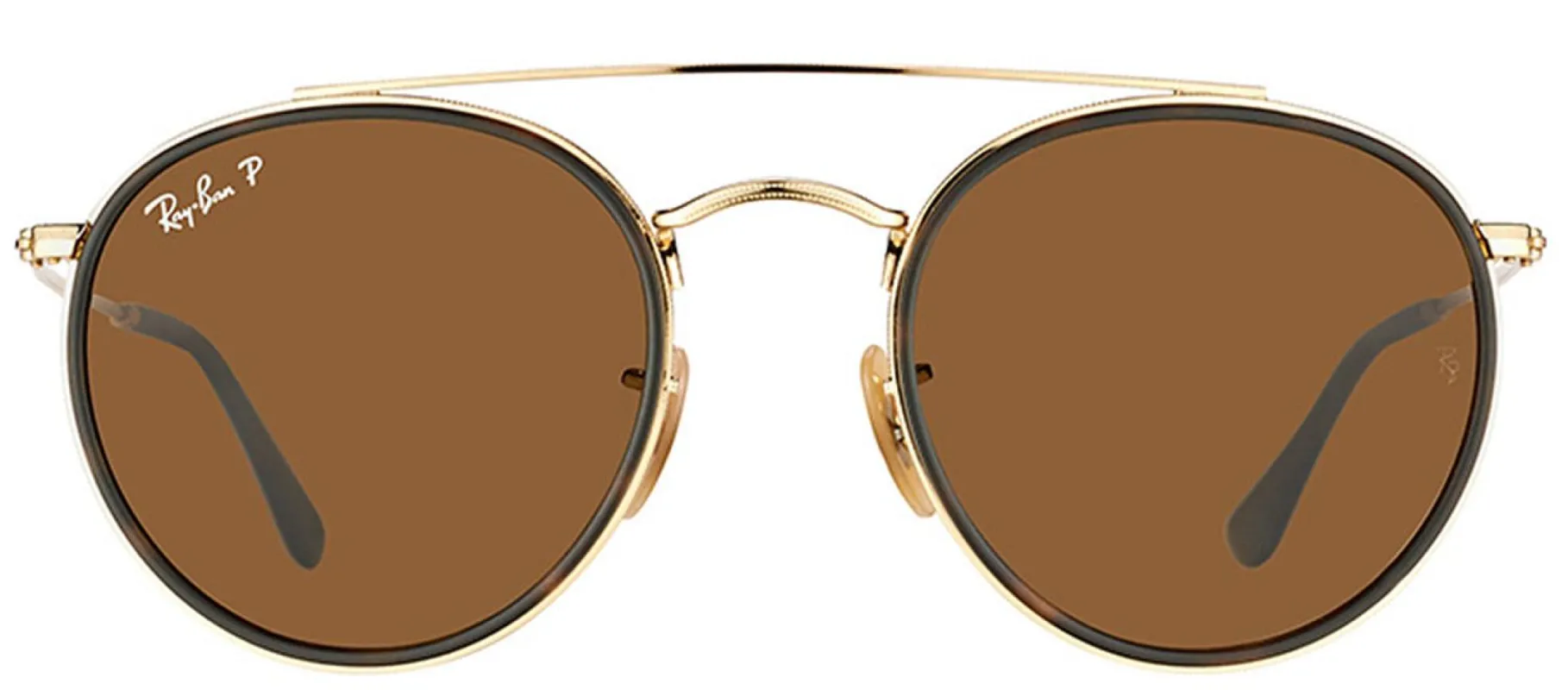 Ray-Ban Round Double Bridge RB 3647N 001/57 Round Metal Gold Sunglasses with Brown Polarized Lens sold by Gaffos
