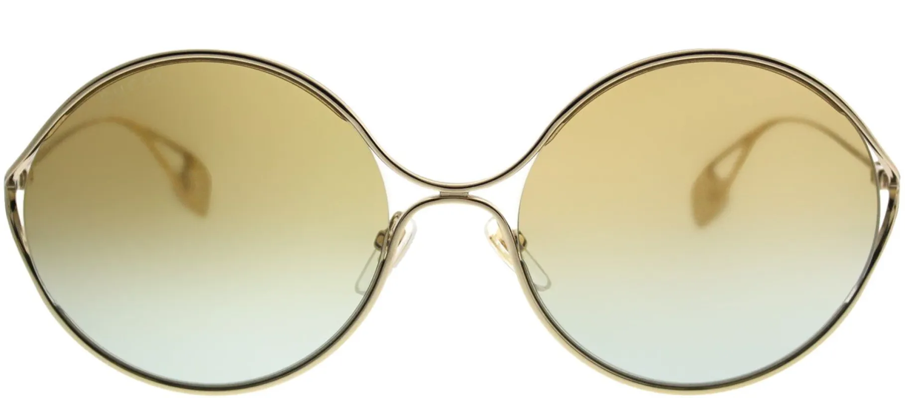 Gucci GG 0253S 005 Round Metal Gold Sunglasses with Gold Gradient Lens sold by Gaffos
