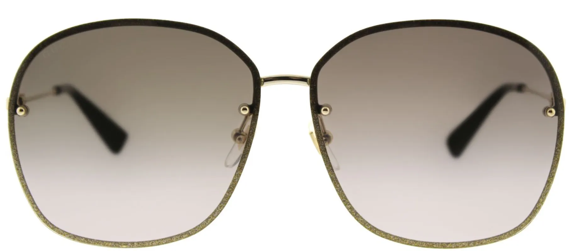 Gucci GG 0228S 003 Oval Metal Gold Sunglasses with Brown Gradient Lens sold by Gaffos