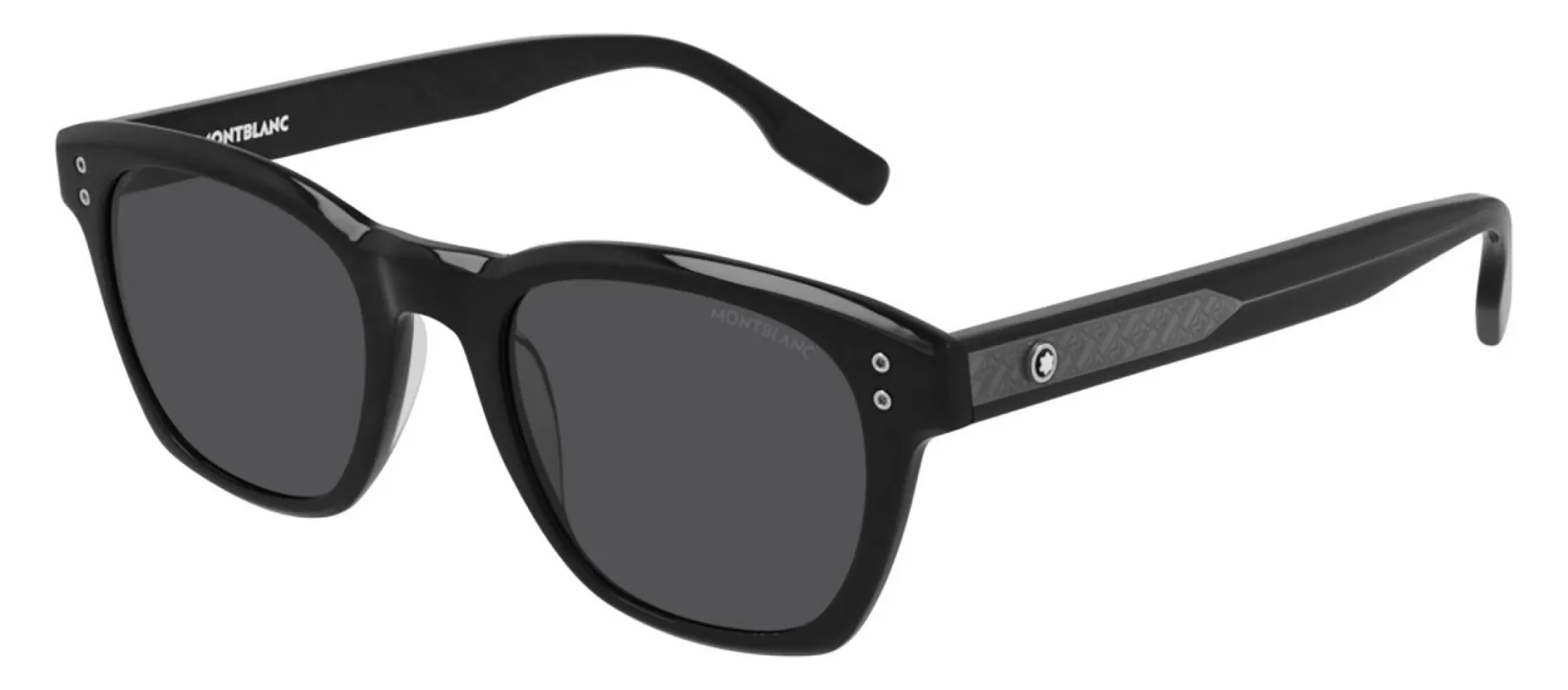 Montblanc MB 0122S 001 Square Acetate Black Sunglasses with Grey Lens made by Gaffos