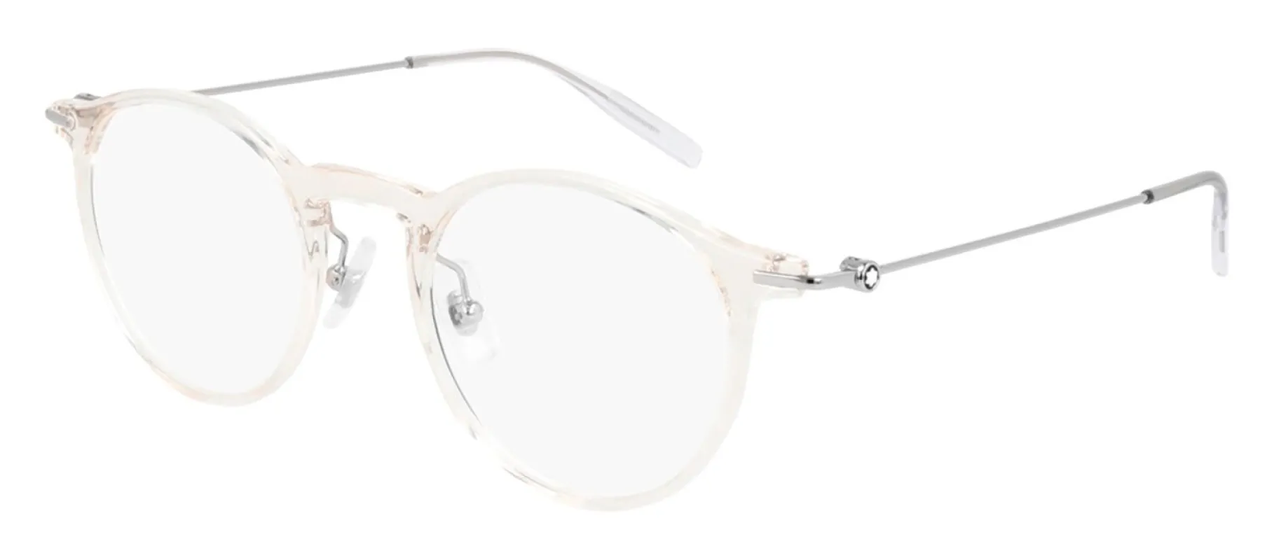 Montblanc MB 0099O 002 Round Metal Clear Eyeglasses with Demo Lens made by Gaffos