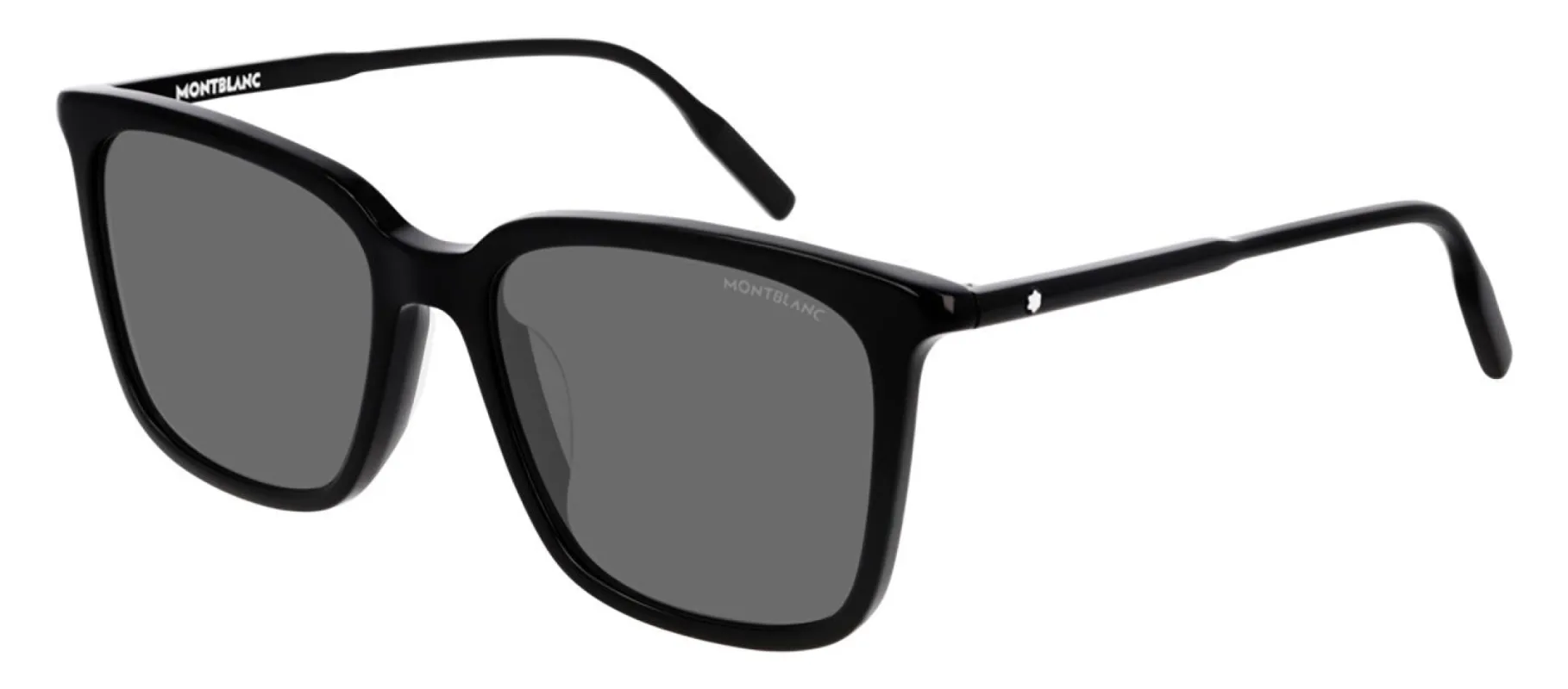 Montblanc MB 0084SK 001 Square Acetate Black Sunglasses with Grey Lens made by Gaffos