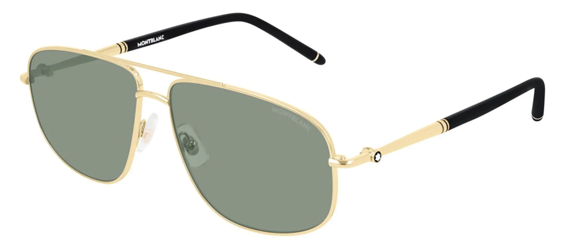Montblanc MB 0069S 002 Rectangle Metal Gold Sunglasses with Green Lens sold by Gaffos